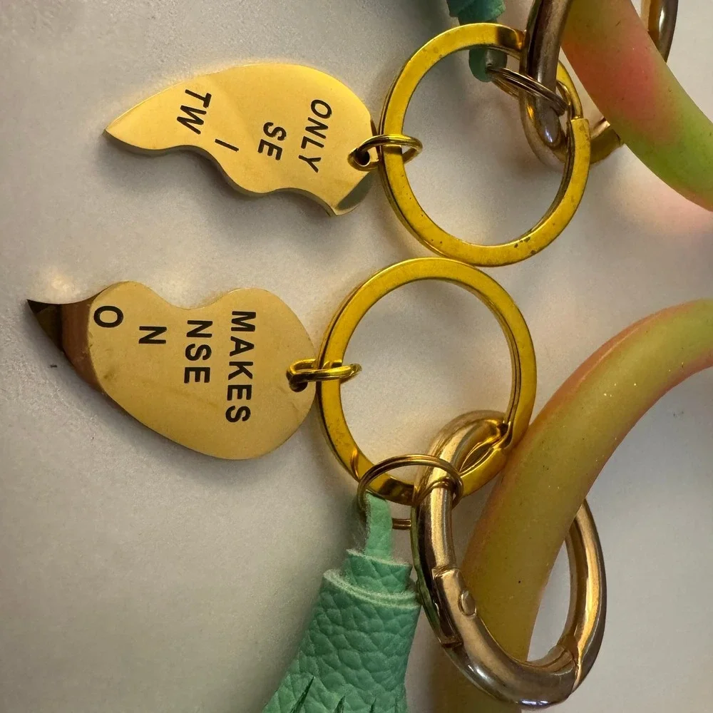 Bangle Key Ring‎ Bracelet Set Only Someone Makes Two Whole Gold Teal Tassel